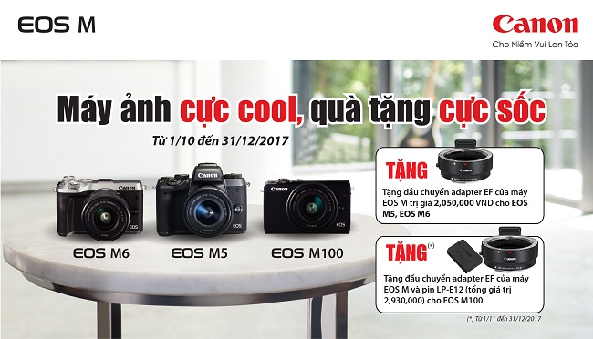 Quà tặng cực sốc khi mua Canon M5, Canon M6 và Canon M100 tại Binhminhdigital