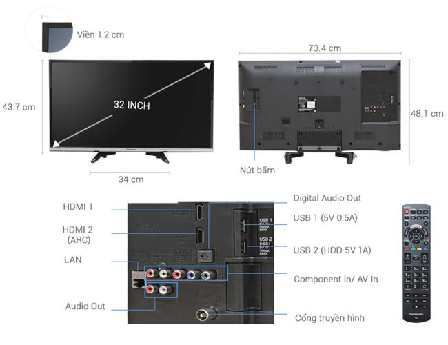 Tivi Panasonic TH-32ES500V (Smart Tivi, Full HD, 32 icnh)