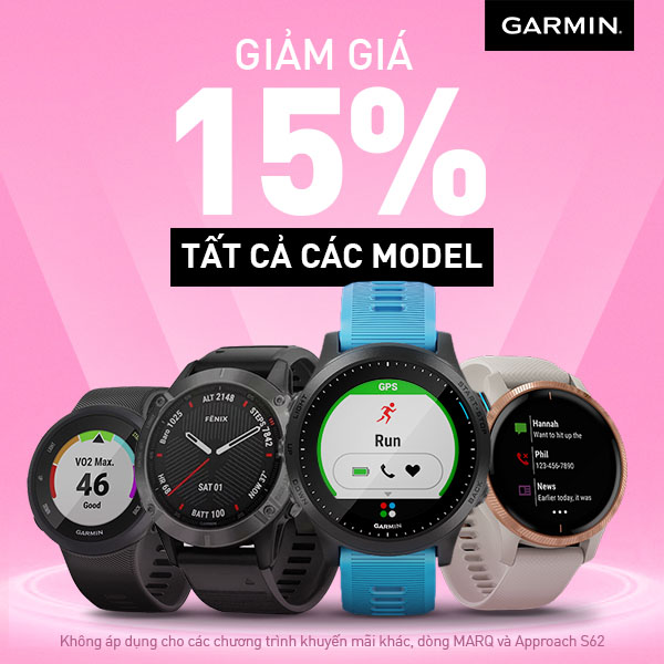 Giảm giá sốc 15% khi mua đồng hồ thông minh Garmin