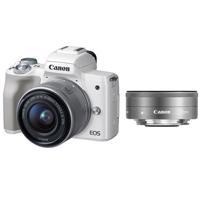 Combo Máy Ảnh Canon EOS M50 Kit EF-M15-45 (Trắng) + EF-M22mm F2 STM (Bạc)