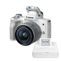 Máy Ảnh Canon EOS M50 Kit 15-45MM + Máy In Canon Selphy CP1300 (Trắng)