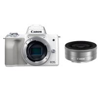 Máy Ảnh Canon EOS M50 Body (Trắng) + EF-M 22mm F2 STM (Bạc)